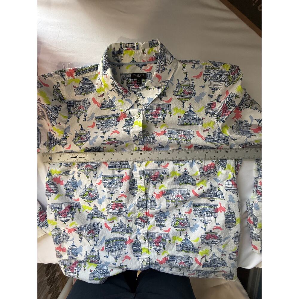Talbots Women XL Birdcage Bird Print Button Front Shirt 100% Cotton - Picture 7 of 12